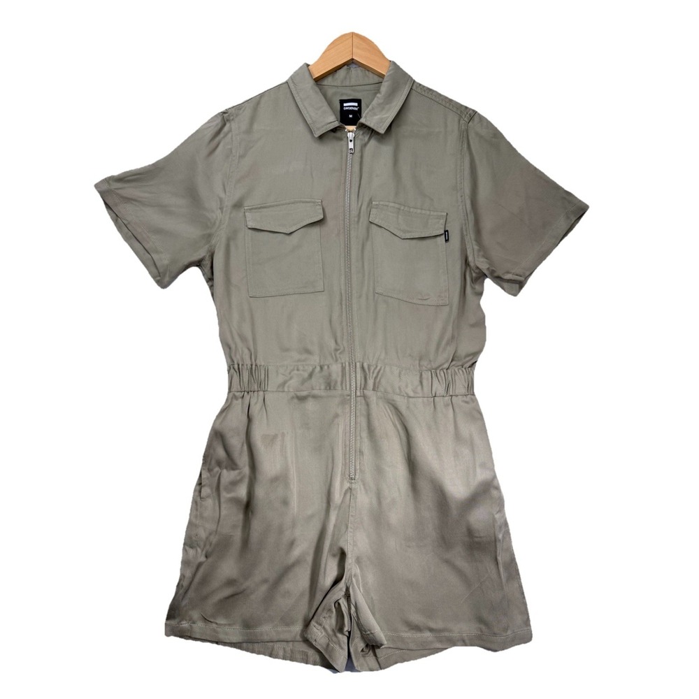 Dr Denim Montana Playsuit Green Agate Zip Utility Romper Sz M‎ Sweden
